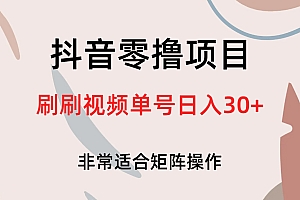 抖音零撸项目,刷刷视频单号日入30+