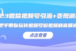2023微信视频号引流+变现训练营:手把手带你玩转视频号短视频和直播运营
