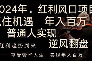 2024红利风口项目来袭,享受第一波红利,逆风翻盘普通人也能实现,年入百万
