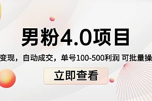 道哥说创业男粉1+2+3+4.0项目:私域变现 自动成交 可批量