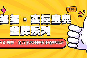 拼多多·实操宝典:金牌系列“小白到高手”带你全方位玩转拼多多各种玩法