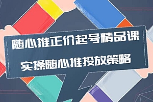 随心推正价起号精品课,实操随心推投放策略(5节课-价值298)