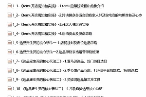 2024-TEMU拼多多·跨境开店、运营、选品(25节视频课)