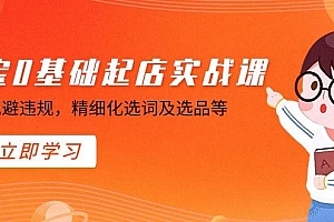 淘宝0基础起店实操课,店铺规避违规,精细化选词及选品等