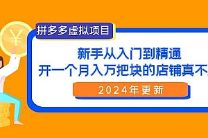 拼多多虚拟项目:入门到精通,开一个月入万把块的店铺 真不难(24年更新)