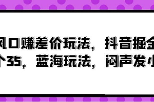 风口赚差价玩法,抖音掘金,一个35,蓝海玩法,闷声发小财