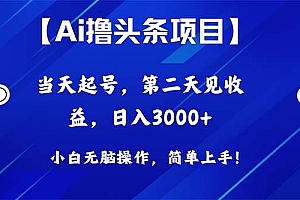 Ai撸头条,当天起号,第二天见收益,日入3000+