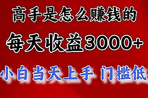 高手是怎么赚钱的,一天收益3000+ 这是穷人逆风翻盘的一个项目,非常…