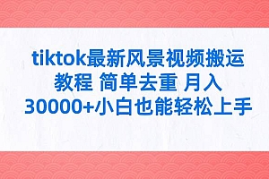 tiktok最新风景视频搬运教程 简单去重 月入30000+附全套工具