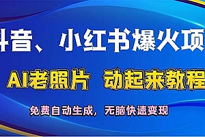 抖音、小红书爆火项目:AI老照片动起来教程,免费自动生成,无脑快速变…