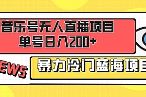 音乐号无人直播项目,单号日入200+ 妥妥暴力蓝海项目 最主要是小白也可操作