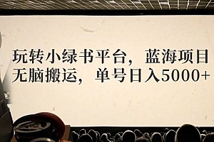 玩转小绿书平台,蓝海项目,无脑搬运,单号日入5000+