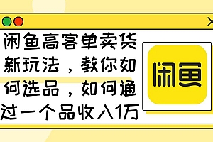 闲鱼高客单卖货新玩法,教你如何选品,如何通过一个品收入1万+