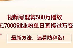 精华帖视频号混剪500万播放引流17000创业粉,单日直接过万变现,最新方…