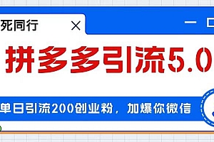 拼多多引流付费创业粉,单日引流200+,日入4000+