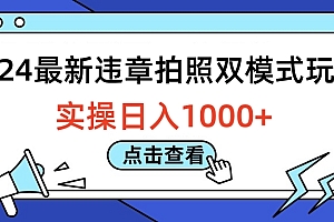 2024最新违章拍照双模式玩法,实操日入1000+